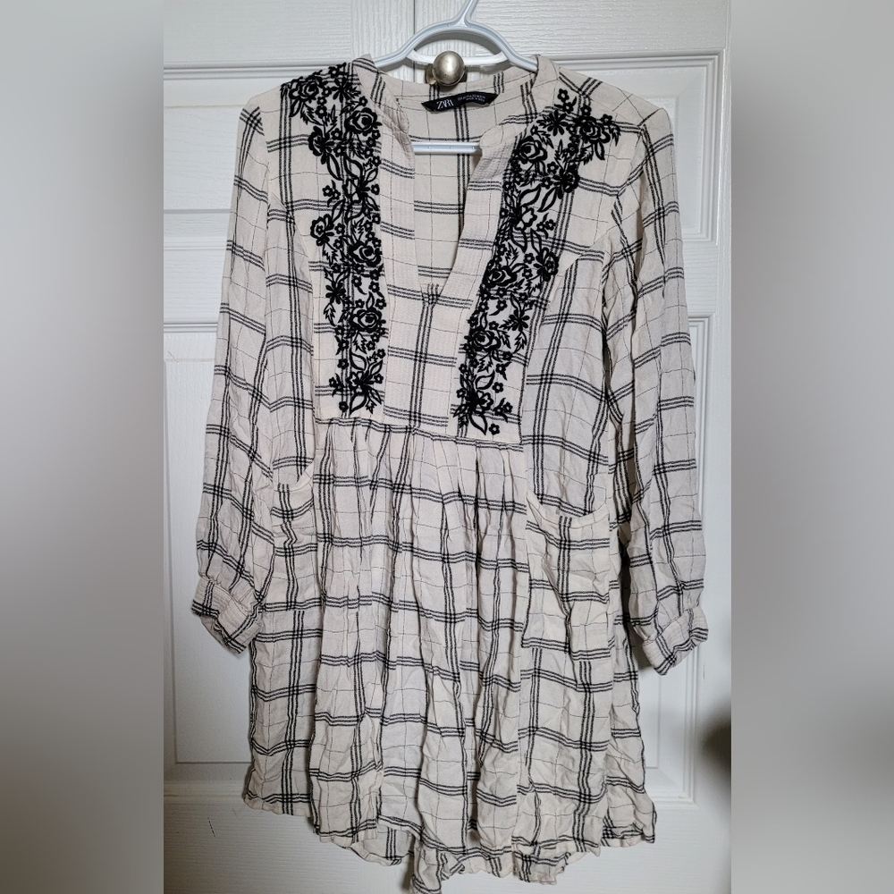 ZARA Babydoll Dress, White, Lace, XS